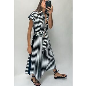 Zara striped Linen blend midi dress